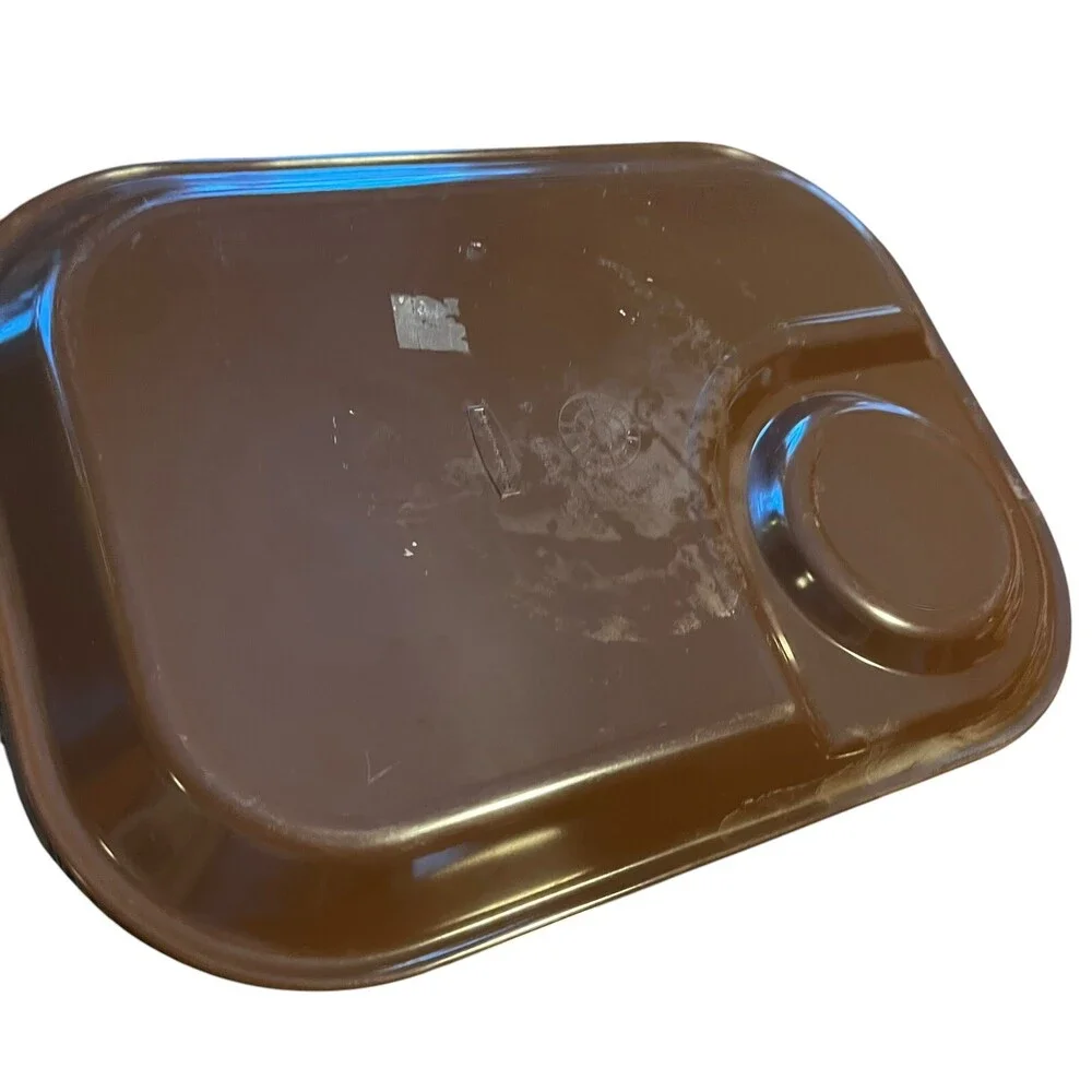 3 VTG Rubbermaid Brown Melamine Snack Trays 11x8